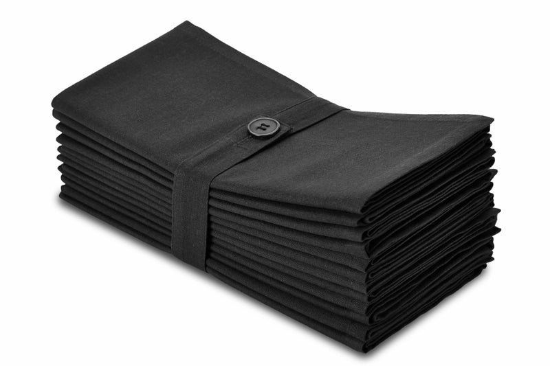 COTTON CRAFT Cloth Napkins - Set of 12 Solid Color Cotton Everyday Lunch Dinner Napkin - Halloween Fall Christmas Holiday Birthday Party Gift Soft Washable Reusable Napkin - Oversized 20 x 20 - Black - Image 1